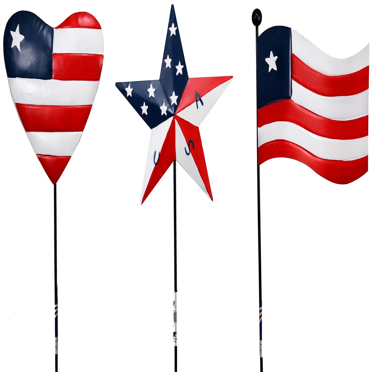 Metal Patriotic Flag Garden Stake Lawn Decoration