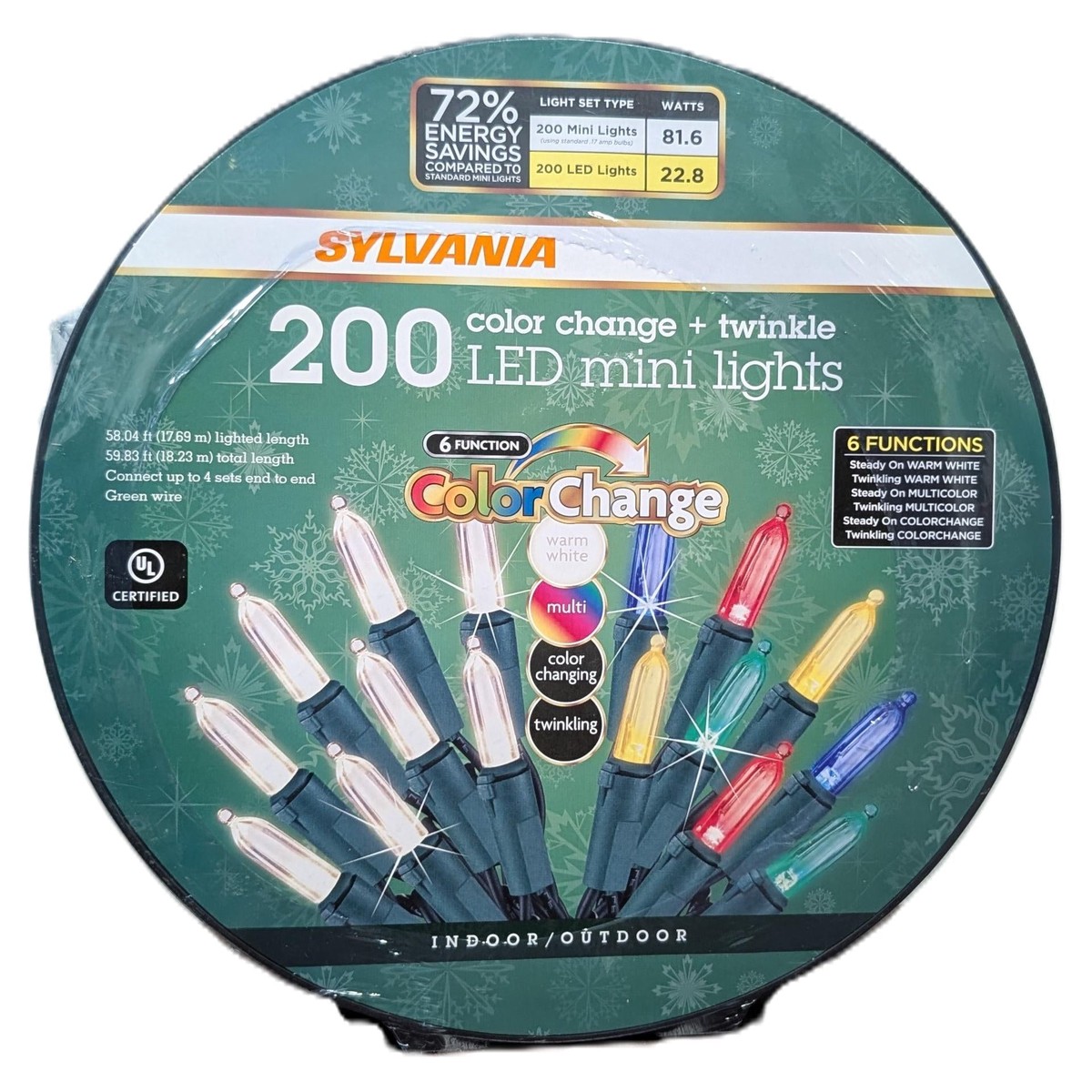 Set of 200 Color-Changing Twinkle LED Mini Lights