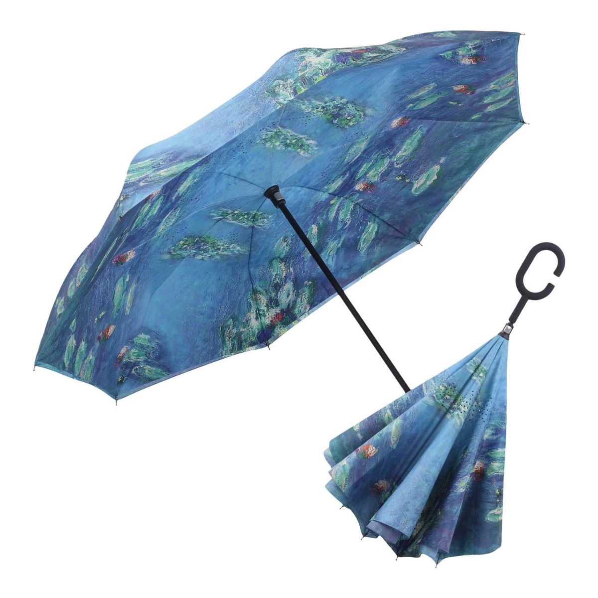 RAINCAPER MONET WATER LILIES REVERSE UMBRELLA