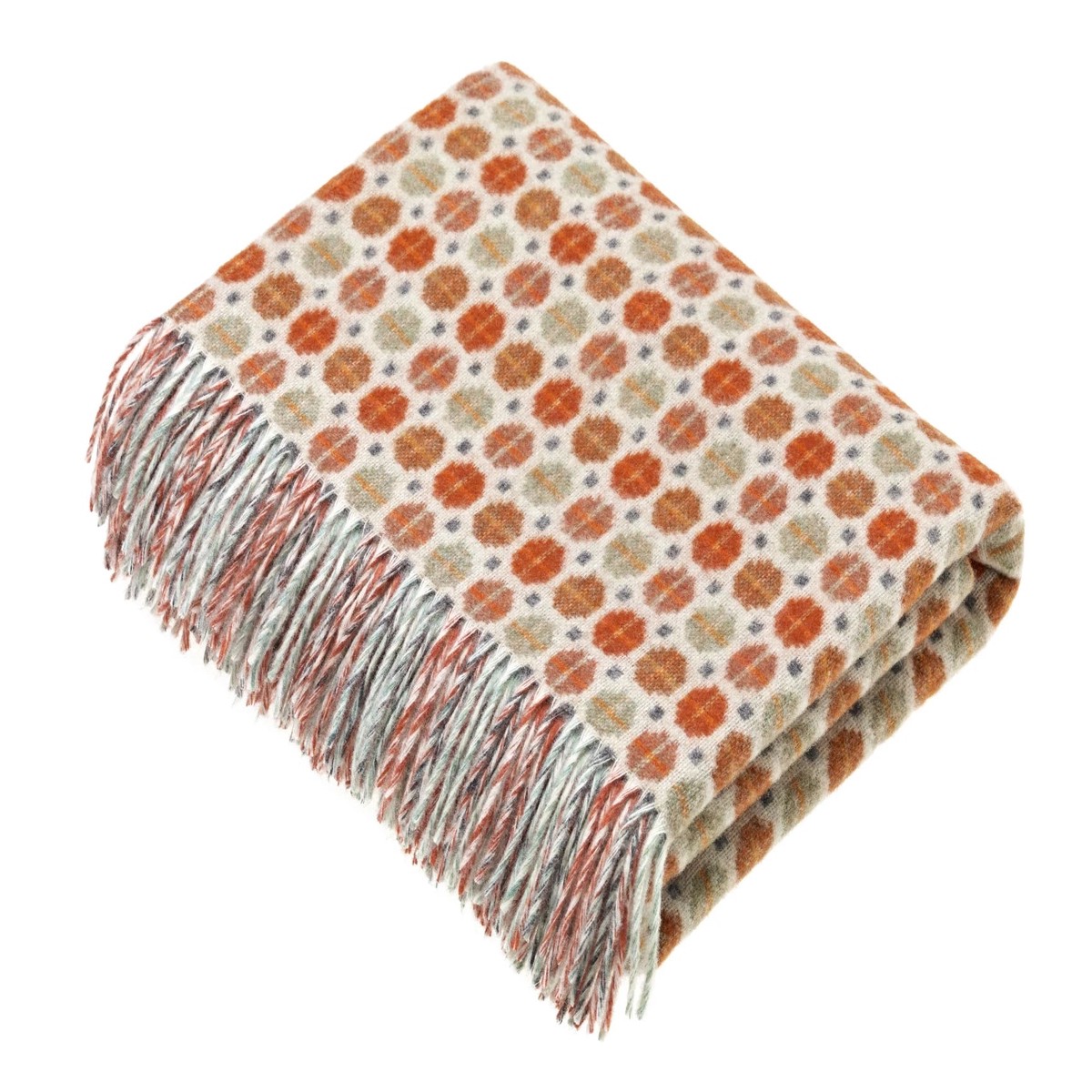 Merino Lambswool Throw Blanket - Milan - Saffron - Burnt Orange, Made in England