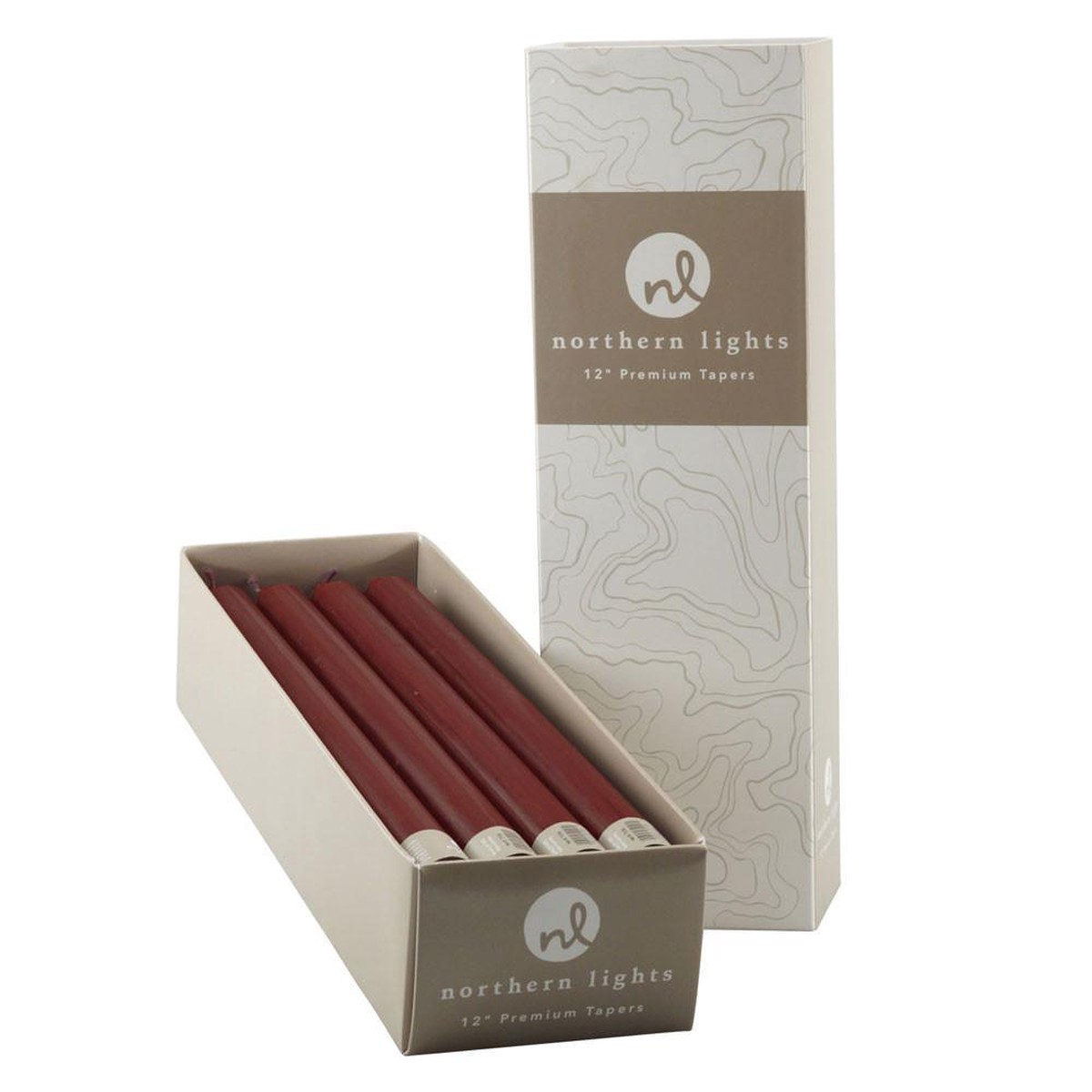 12 Inch Taper Candles Box of 12- Bordeaux