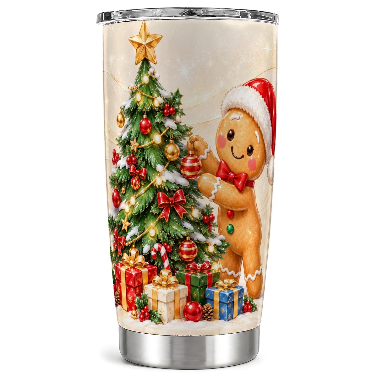 Hot Sale Christmas Tumbler 20oz, Gingerbread Tumbler, Stainless Steel Travel Cup
