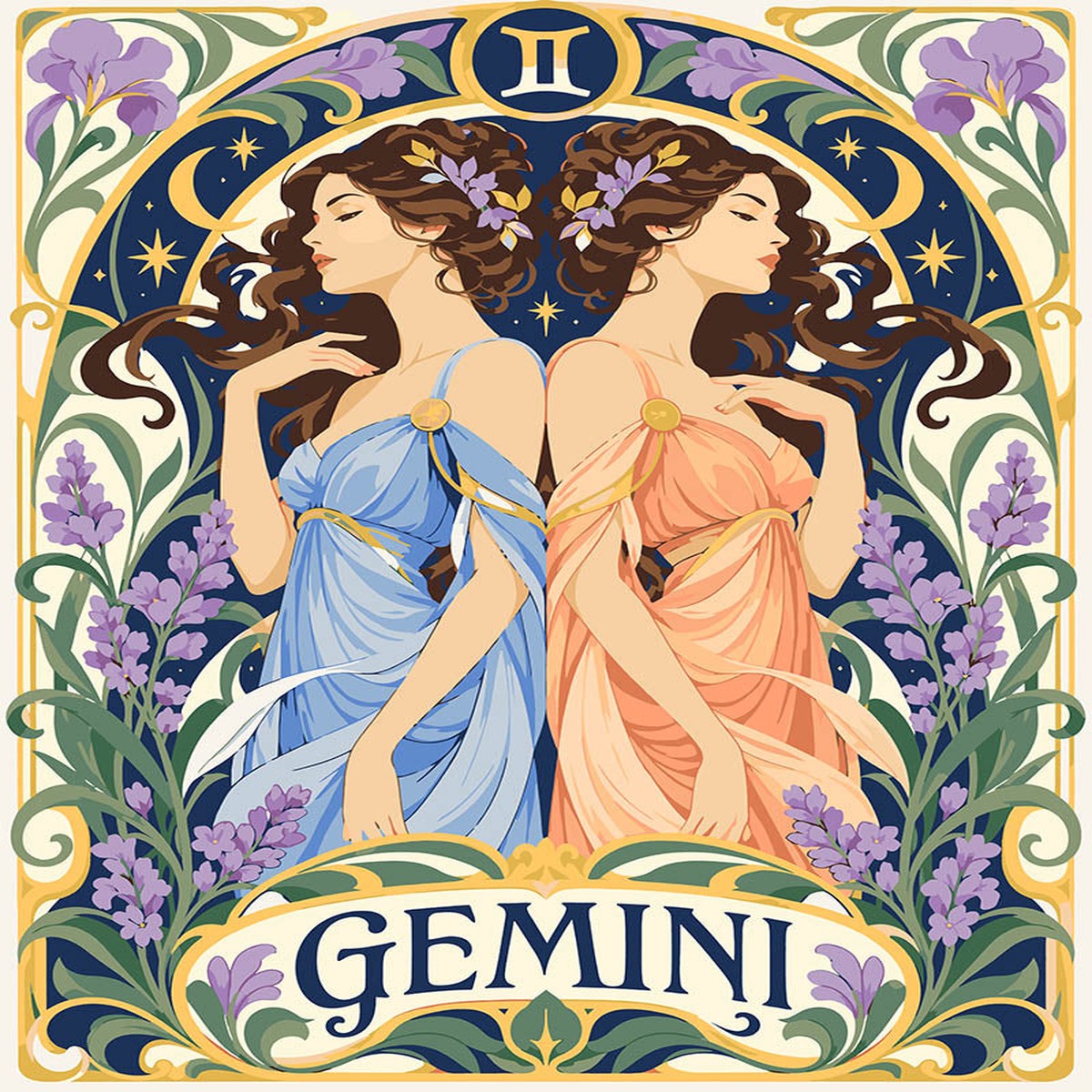 Art Nouveau Zodiac Gemini