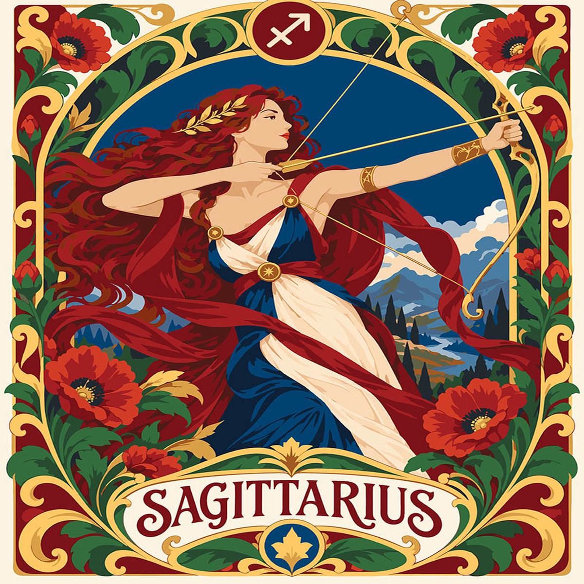 Art Nouveau Zodiac Sagittarius