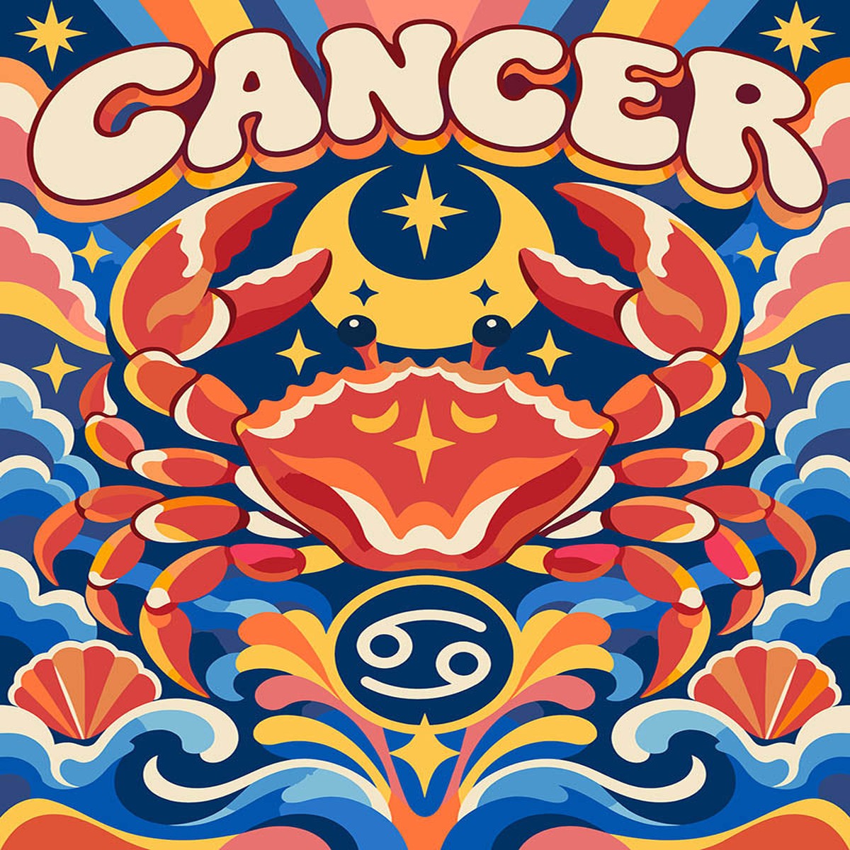 Retro Zodiac Cancer