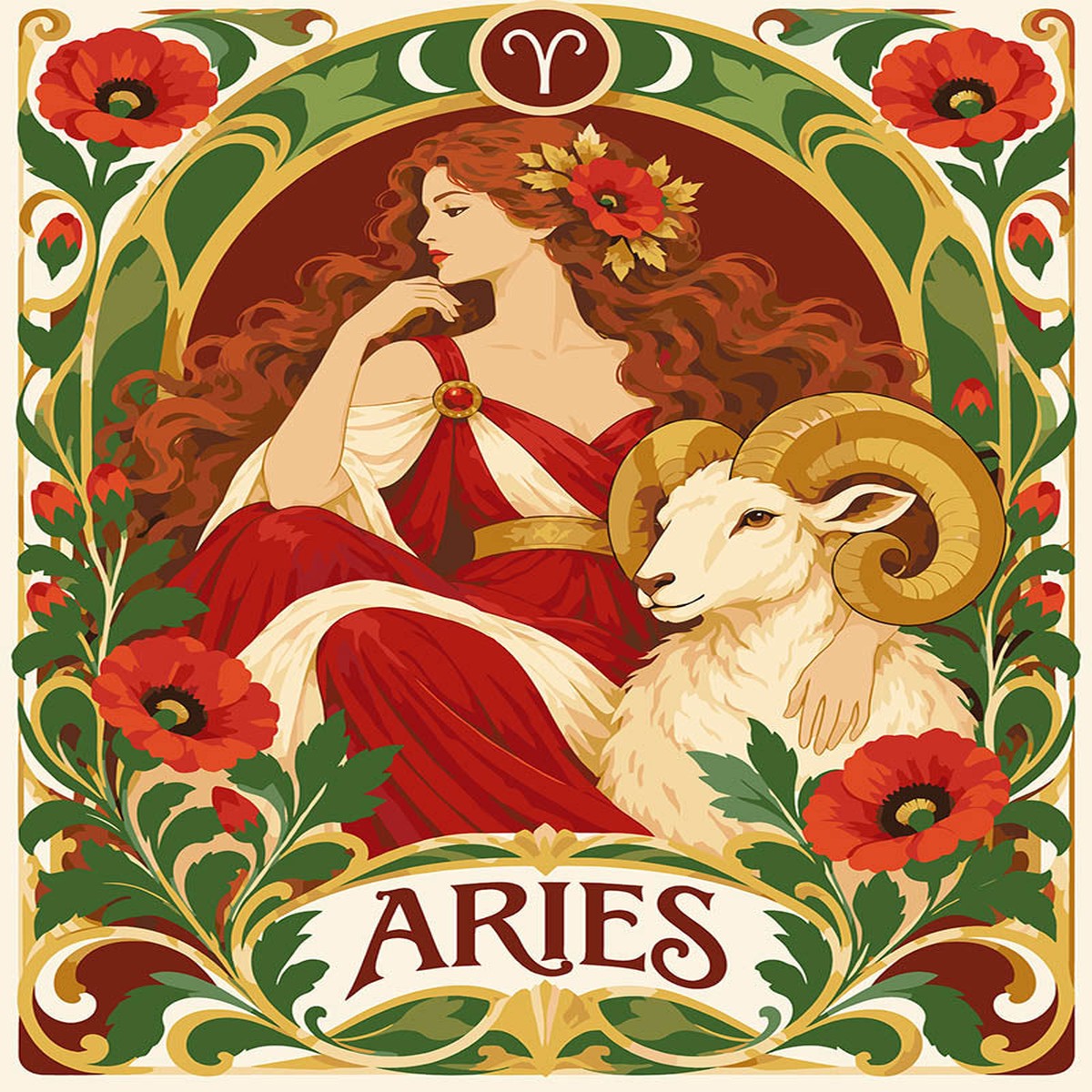 Art Nouveau Zodiac Aries