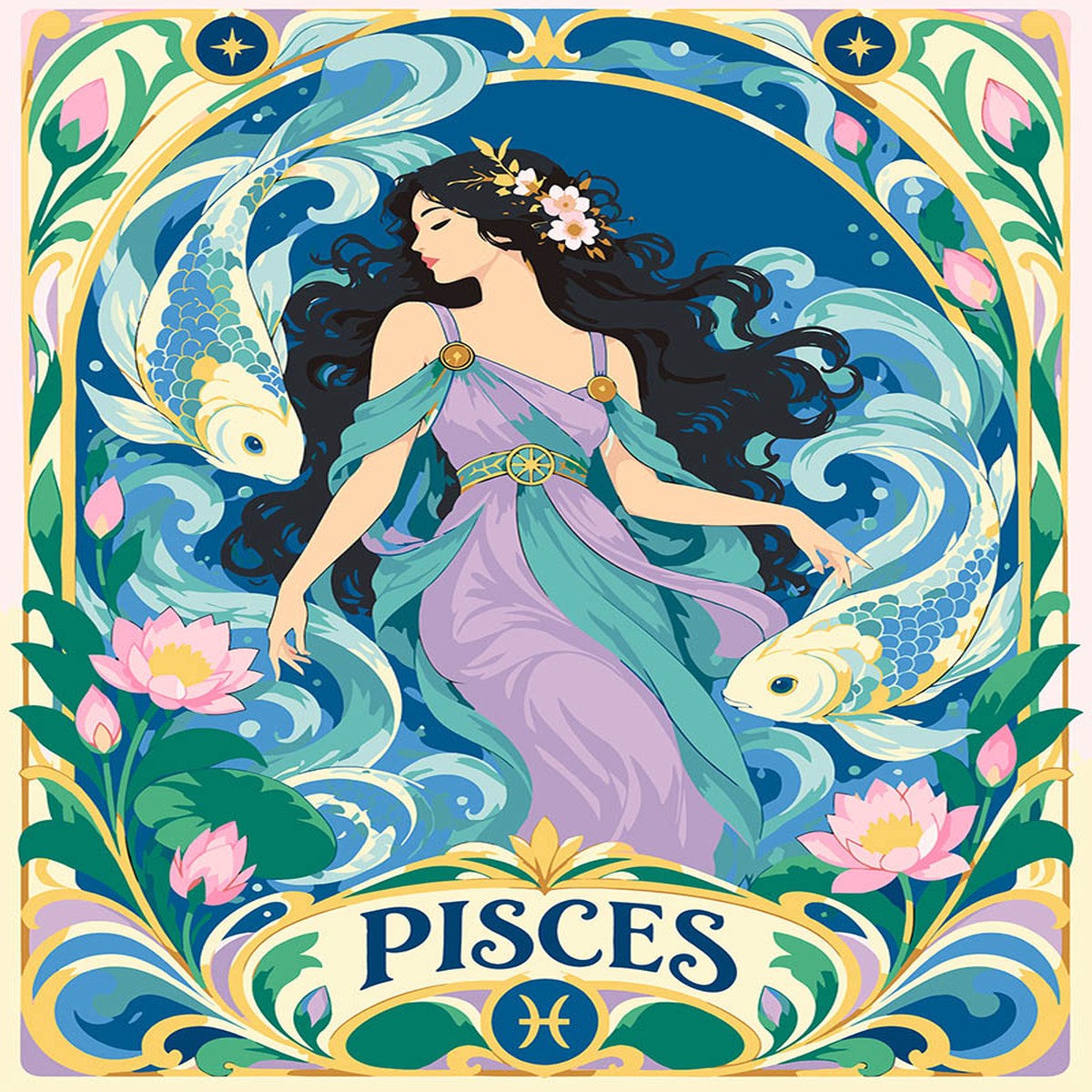 Art Nouveau Zodiac Pisces