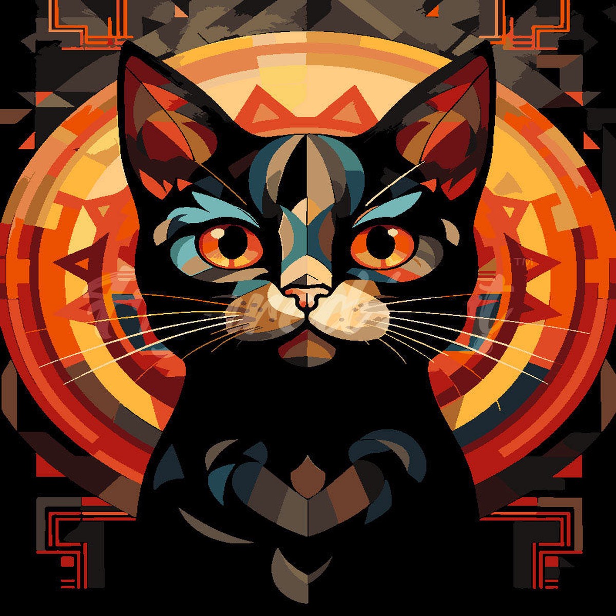 Art Deco Black Cat