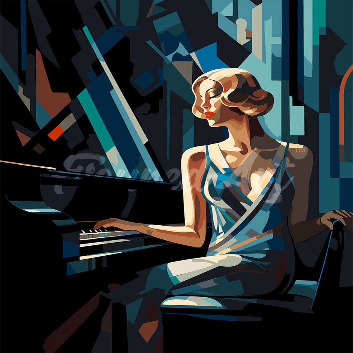 Art Deco Woman at a Piano