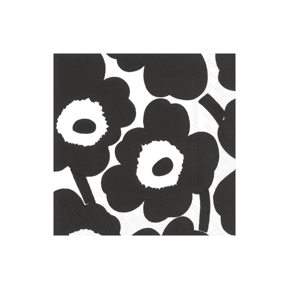 Unikko Black & White Paper Napkins - Cocktail